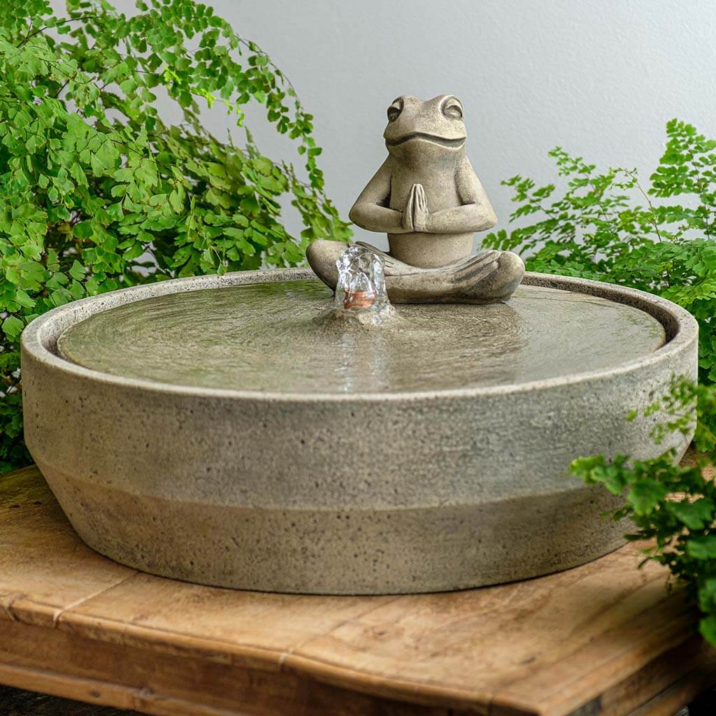 Yoga Frog Beveled Fountain outdoor garden fountain in Alpine Stone finish