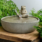 Yoga Frog Fountain outdoor garden fountain in Greystone finish