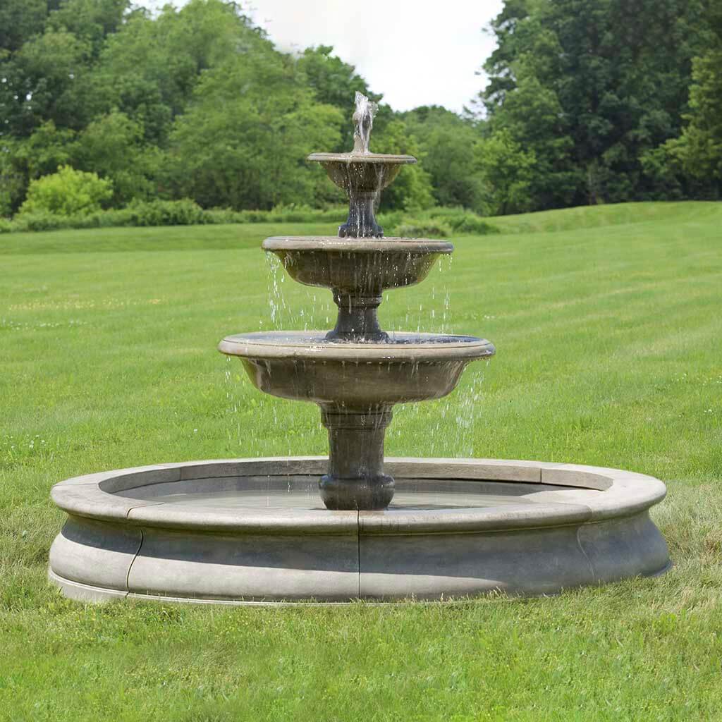 Newport Estate Garden Fountain in Greystone finish by Campania