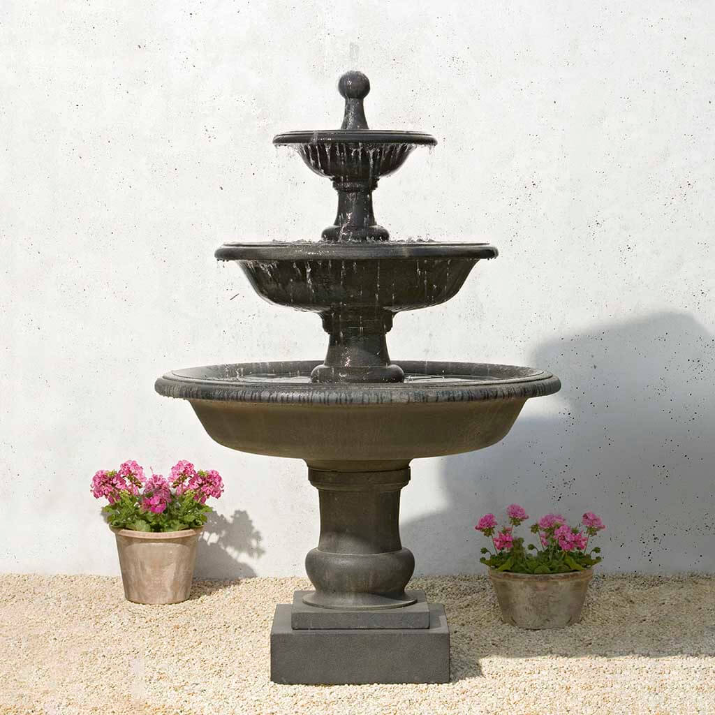 Vicobello Tiered Garden Fountain in Nero Nuovo finish