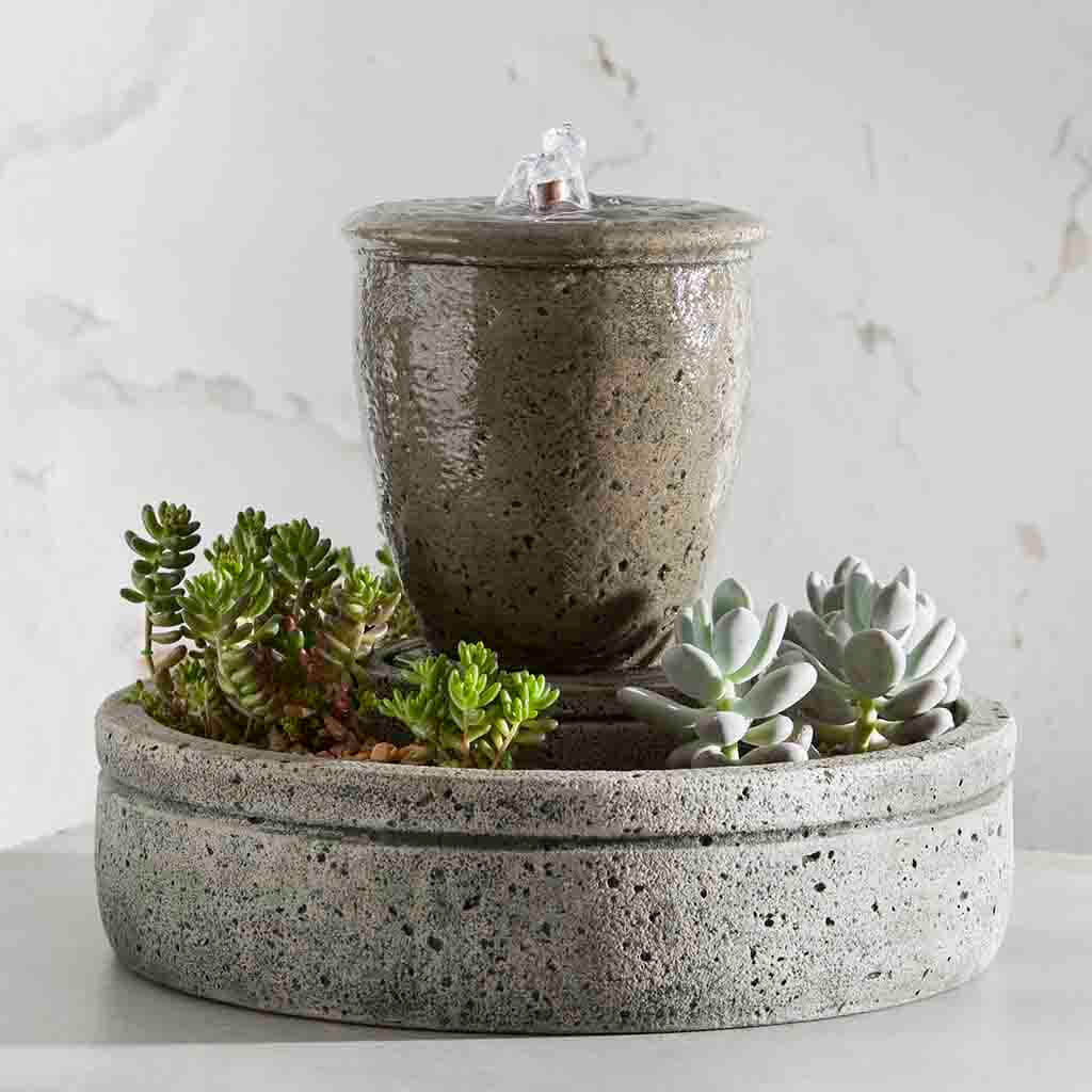 M-Series Textured Spa Fountain with Planter outdoor fountain in Alpine Stone
