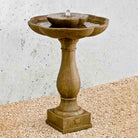Flores Pedestal Garden Fountain in Aged Limestone finish by Campania