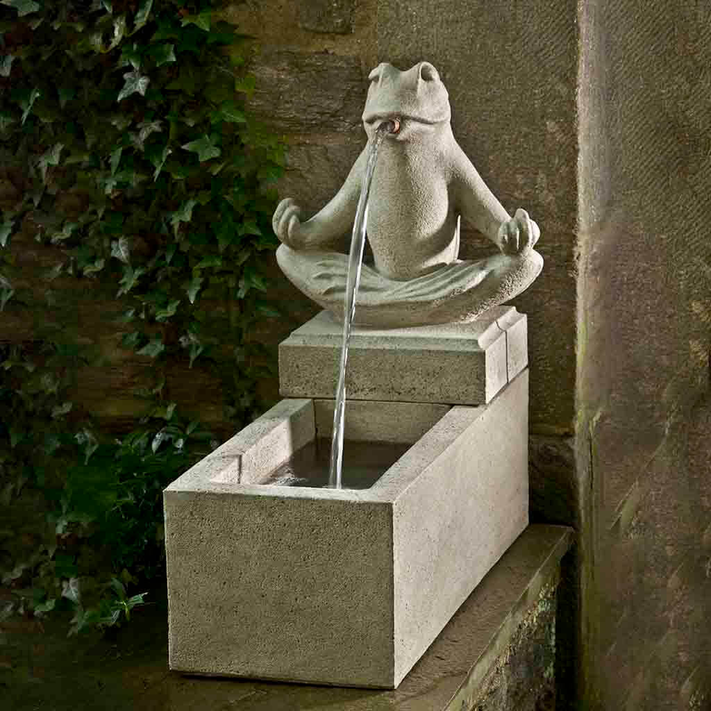 Zen Plinth Fountain outdoor garden fountain in English Moss finish