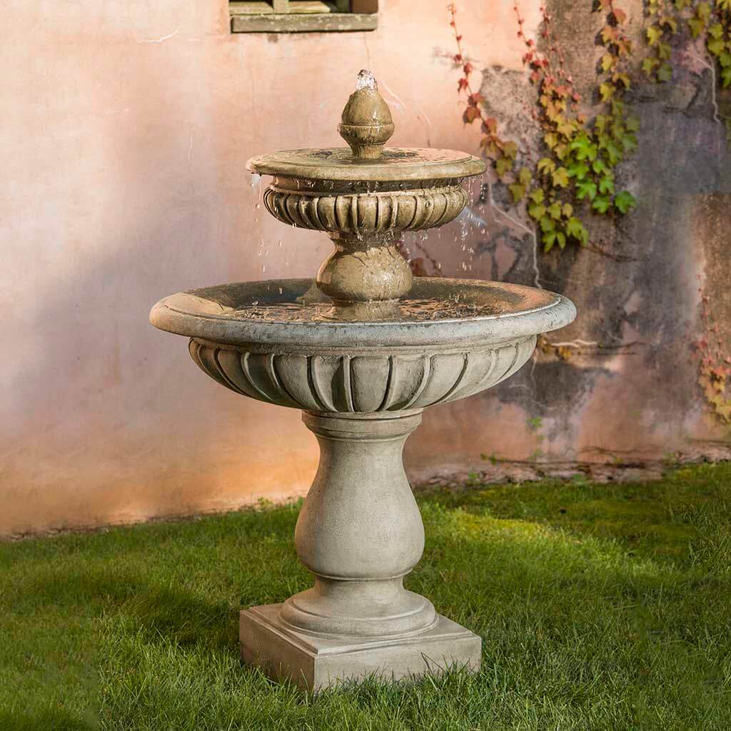 Longvue Fountain outdoor garden fountain in Alpine Stone finish