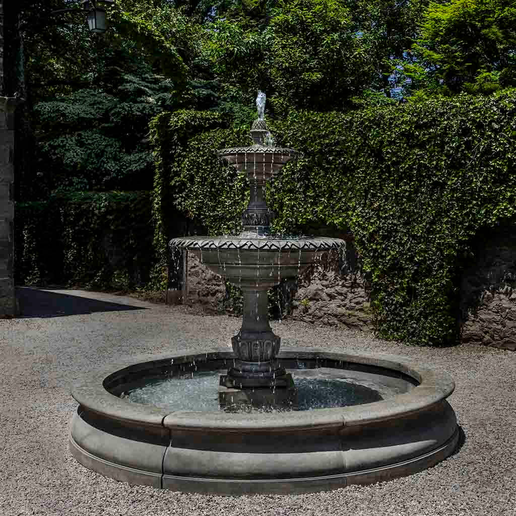 Charleston Estate Fountain with Basin in Alpine Stone finish by Campania