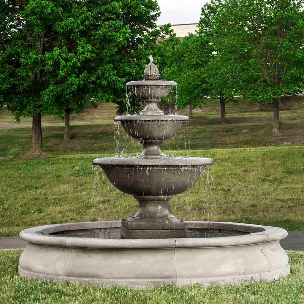 Monteros Estate Fountain with Basin in Alpine Stone finish by Campania