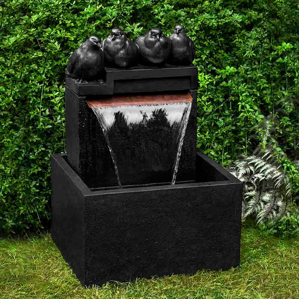 Quartet Modern Garden Fountain in Nero Nuovo finish