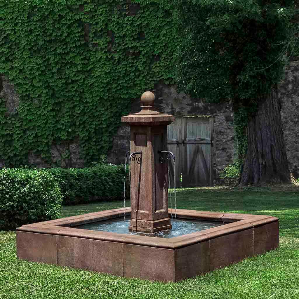 Luberon Estate Garden Fountain in Aged Limestone finish
