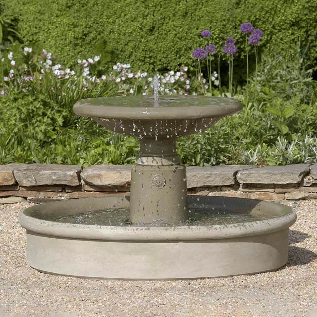 Esplanade Fountain outdoor garden fountain in Verde finish