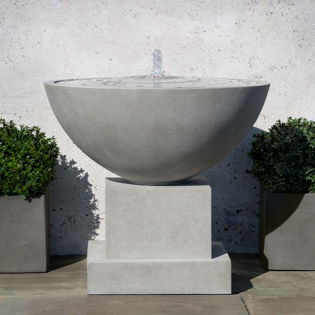 Darien Plinth Modern Fountain in Alpine Stone finish