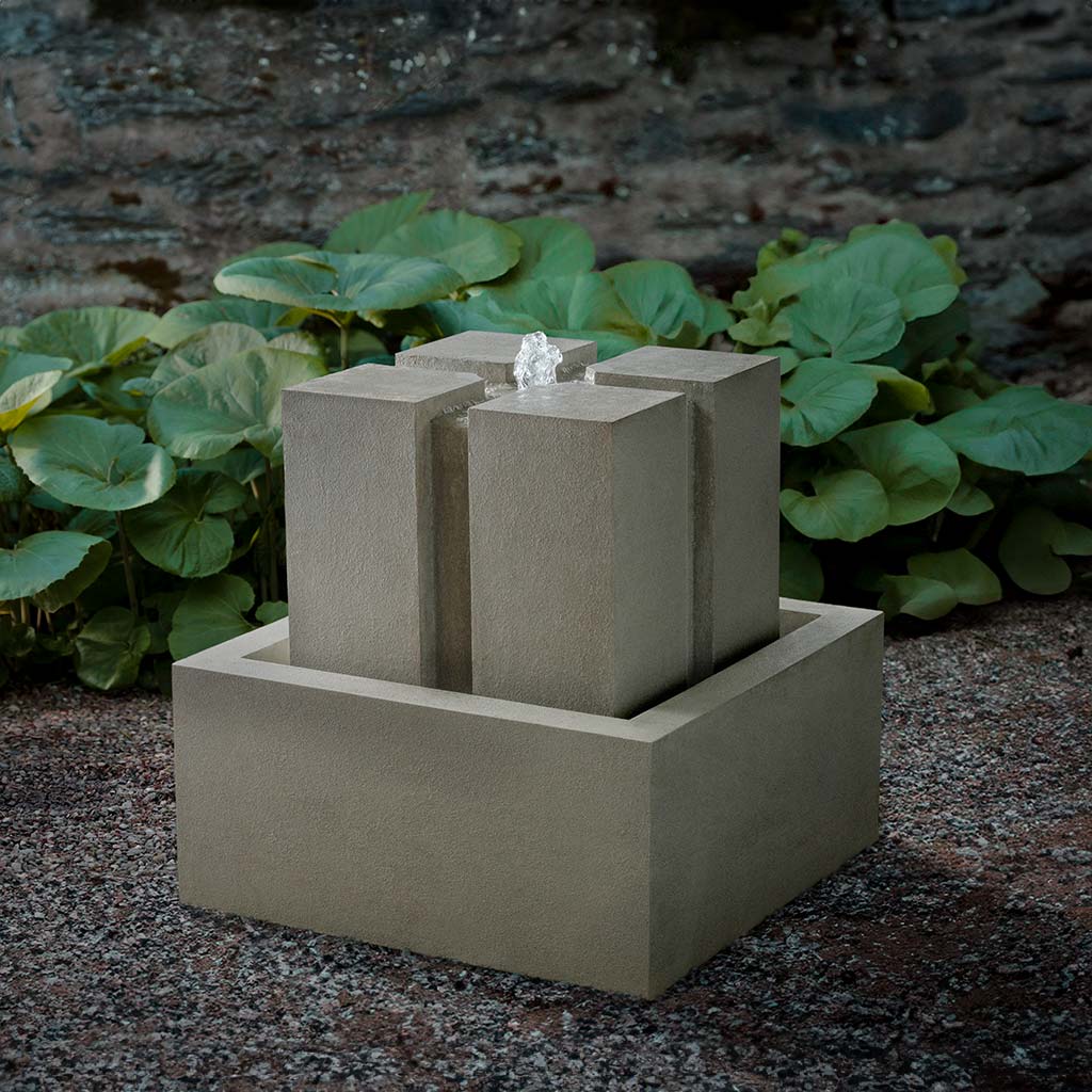 Korsa Modern Garden Fountain in Greystone finish by Campania