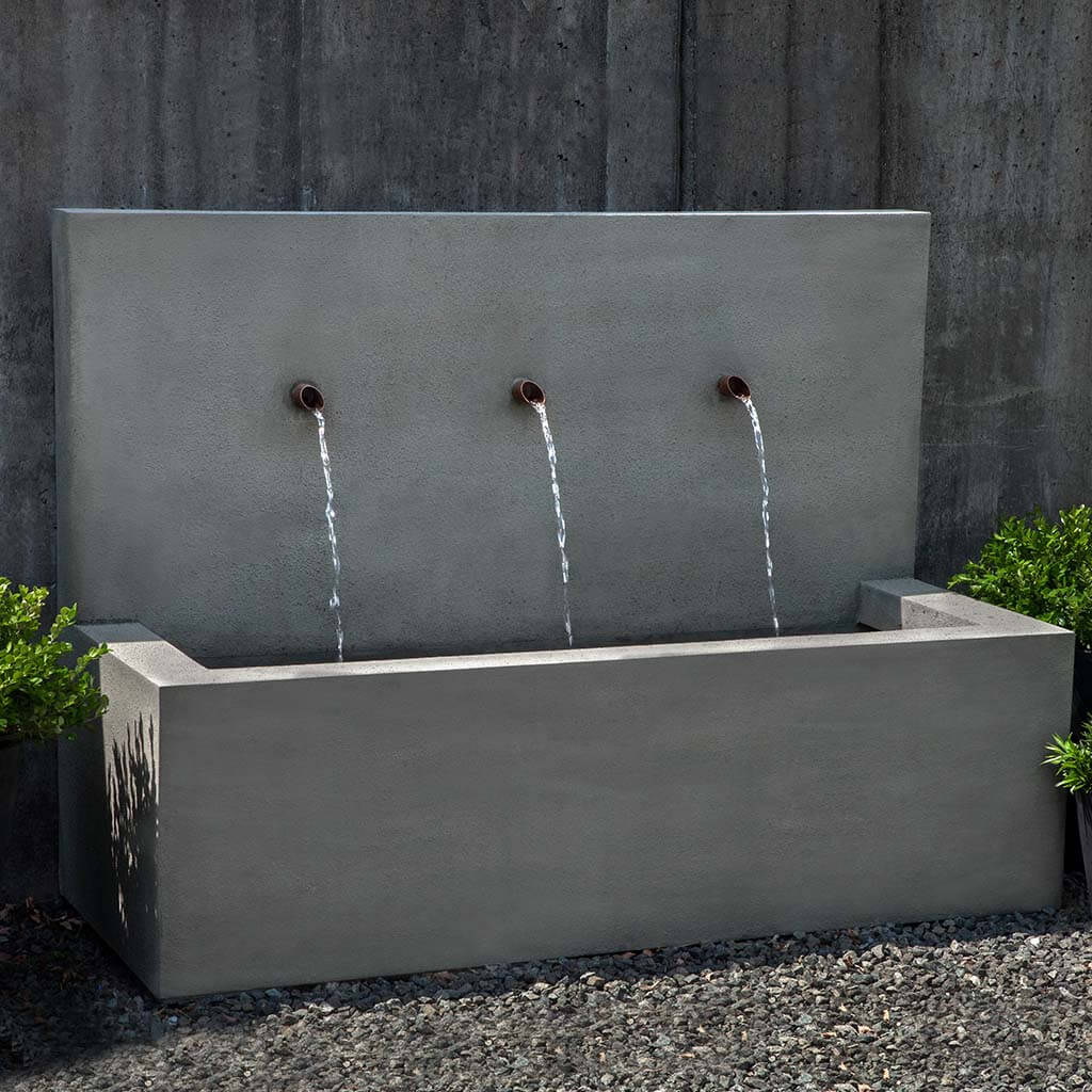 Long Beach Modern Garden Fountain in Greystone finish by Campania