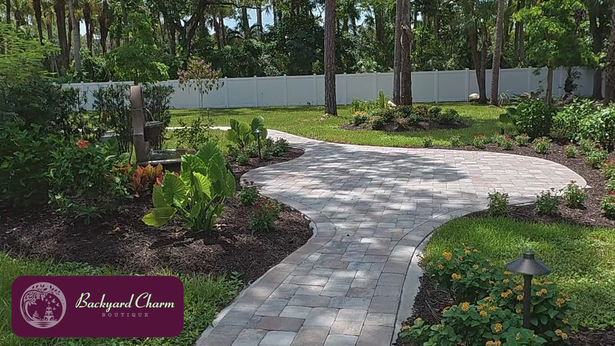 Andalusia Fountain with flowing water installed as a focal point in a finished landscape